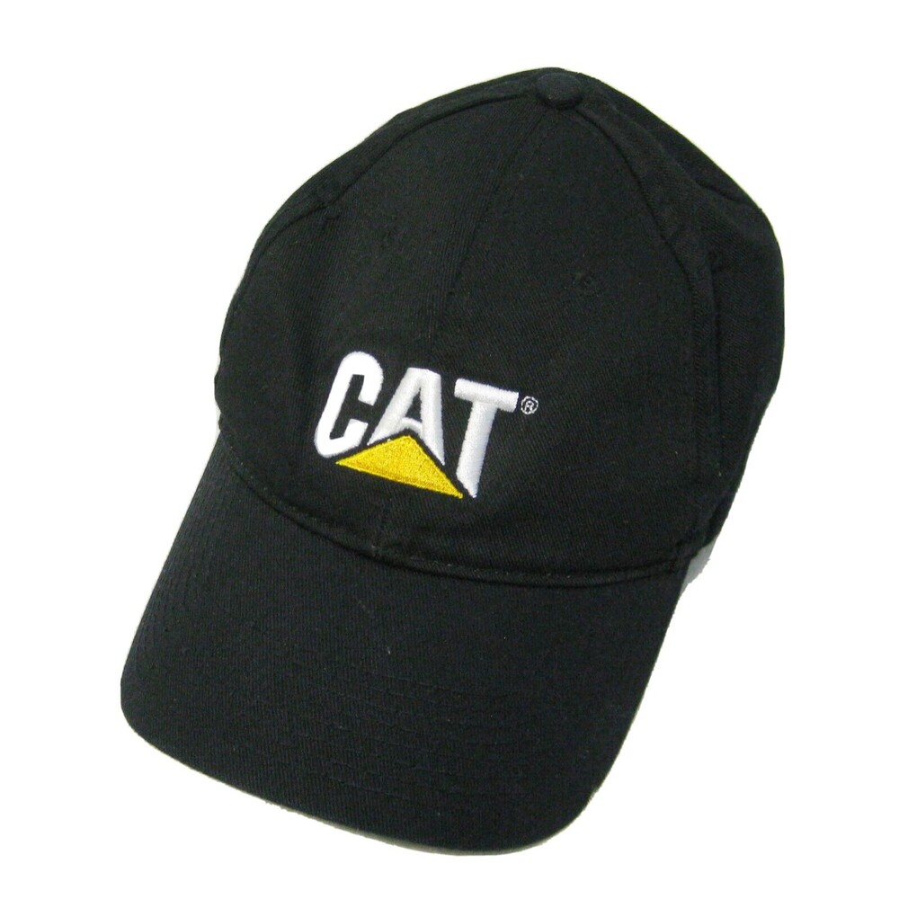 CATERPILLAR Cat Men's Black Baseball Cap Hat (Adult Adjustable) 100% Cotton USA